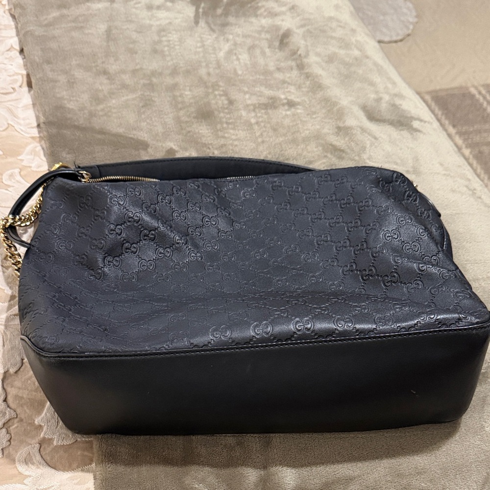 Gucci Embossed Black Shoulder Bag